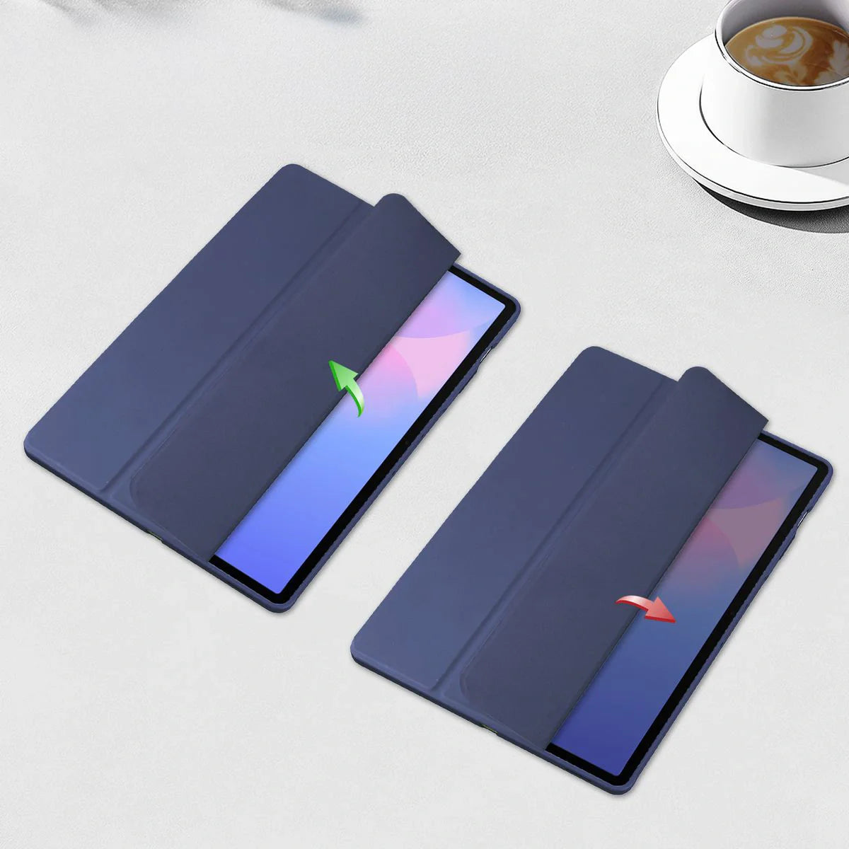 Schutzhülle mit Klappe für Galaxy Tab S10 FE Plus, Bizon Case Tab Clear Matt, Dunkelblau