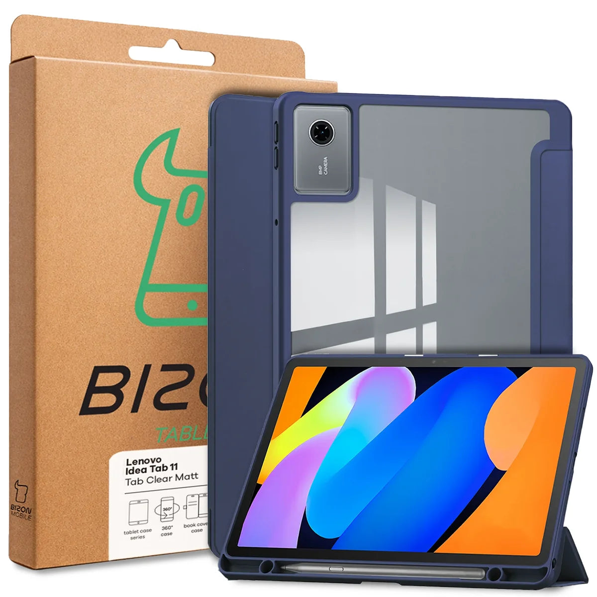 Etui z klapką Bizon Case Tab Clear Matt do Lenovo Idea Tab 11, granatowe