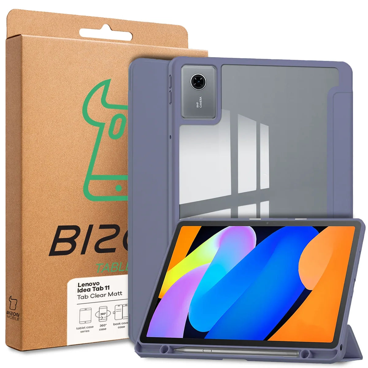 Etui z klapką Bizon Case Tab Clear Matt do Lenovo Idea Tab 11, lawendowe