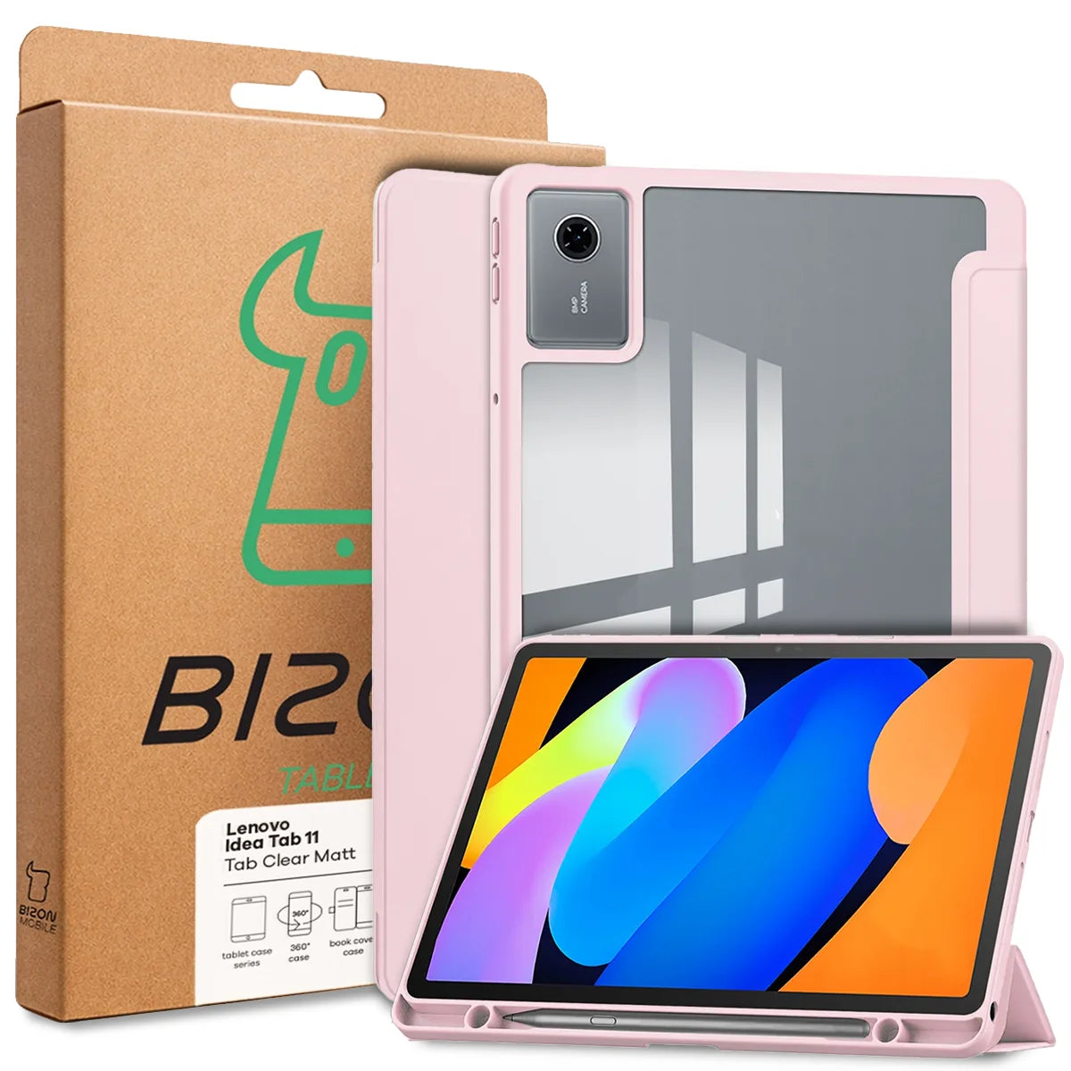 Etui z klapką Bizon Case Tab Clear Matt do Lenovo Idea Tab 11, różowe