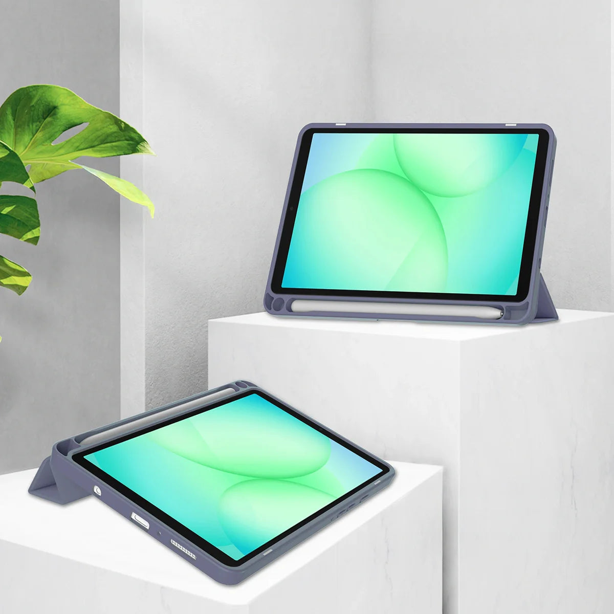 Schutzhülle mit Klappe für Galaxy Tab A11 / A9, Bizon Case Tab Clear Matt, Lavendel