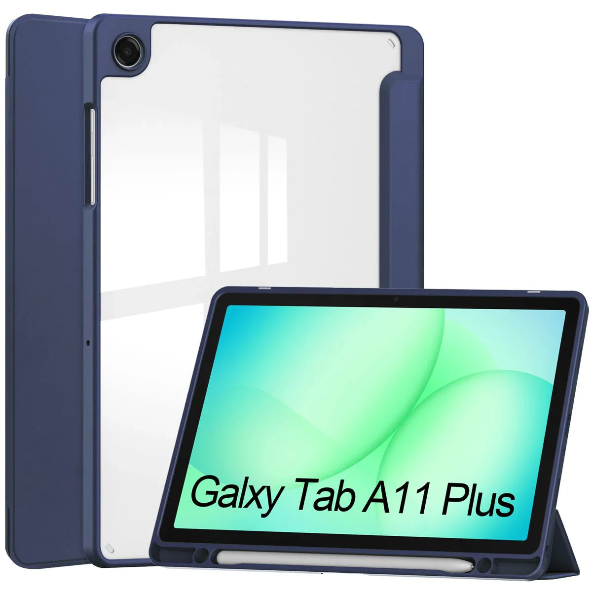 Schutzhülle mit Klappe für Galaxy Tab A11 Plus / A9 Plus, Bizon Case Tab Clear Matt, Dunkelblau
