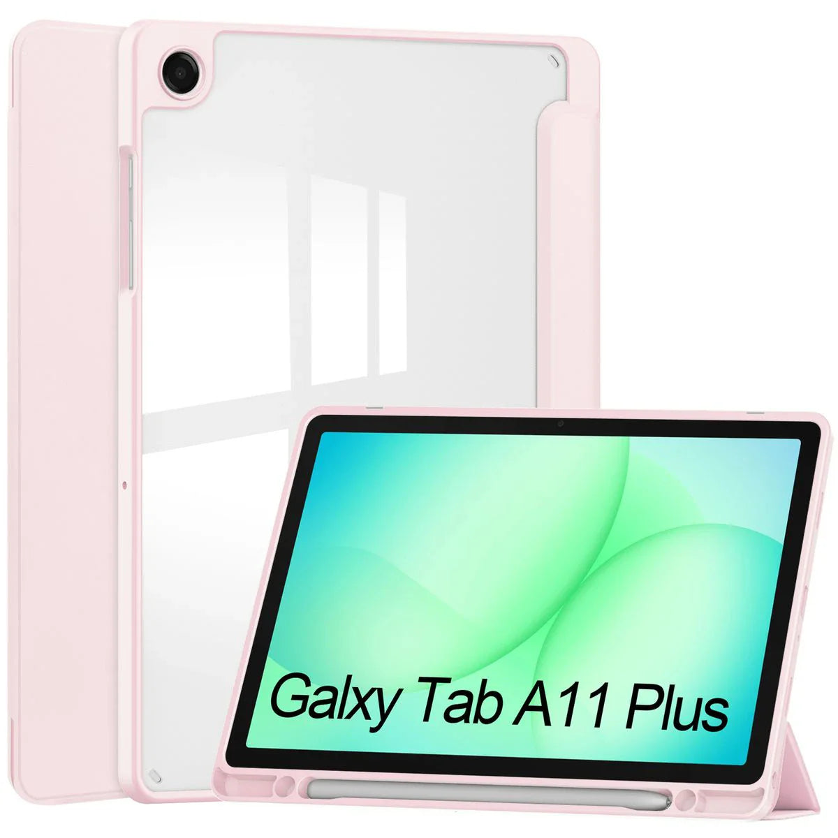 Schutzhülle mit Klappe für Galaxy Tab A11 Plus / A9 Plus, Bizon Case Tab Clear Matt, Rosa