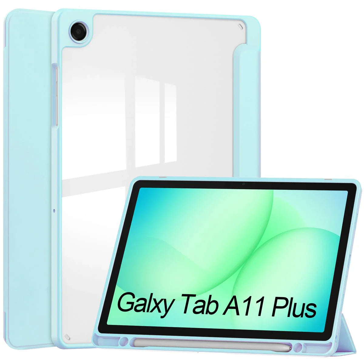 Schutzhülle mit Klappe für Galaxy Tab A11 Plus / A9 Plus, Bizon Case Tab Clear Matt, Hellblau