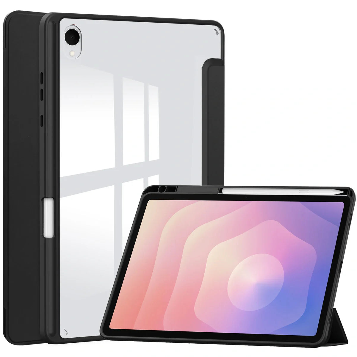 Schutzhülle mit Klappe für Galaxy Tab S11, Bizon Case Tab Clear Matt, Schwarz