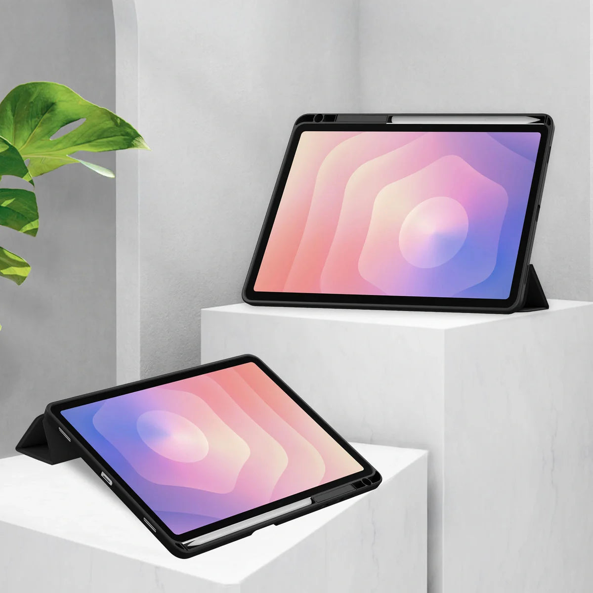 Schutzhülle mit Klappe für Galaxy Tab S11, Bizon Case Tab Clear Matt, Schwarz