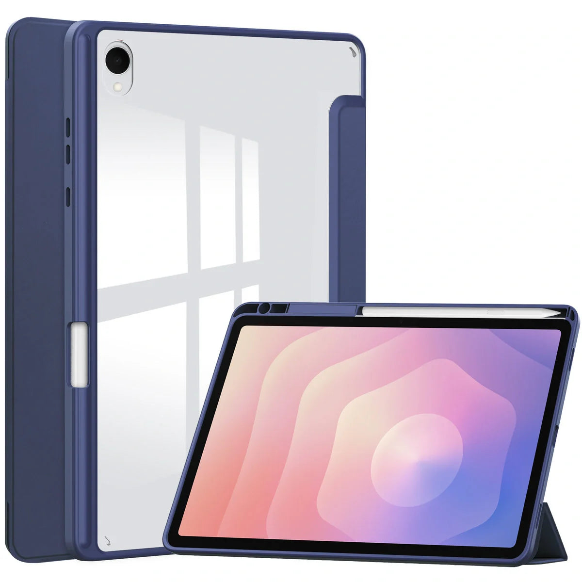 Schutzhülle mit Klappe für Galaxy Tab S11, Bizon Case Tab Clear Matt, Dunkelblau