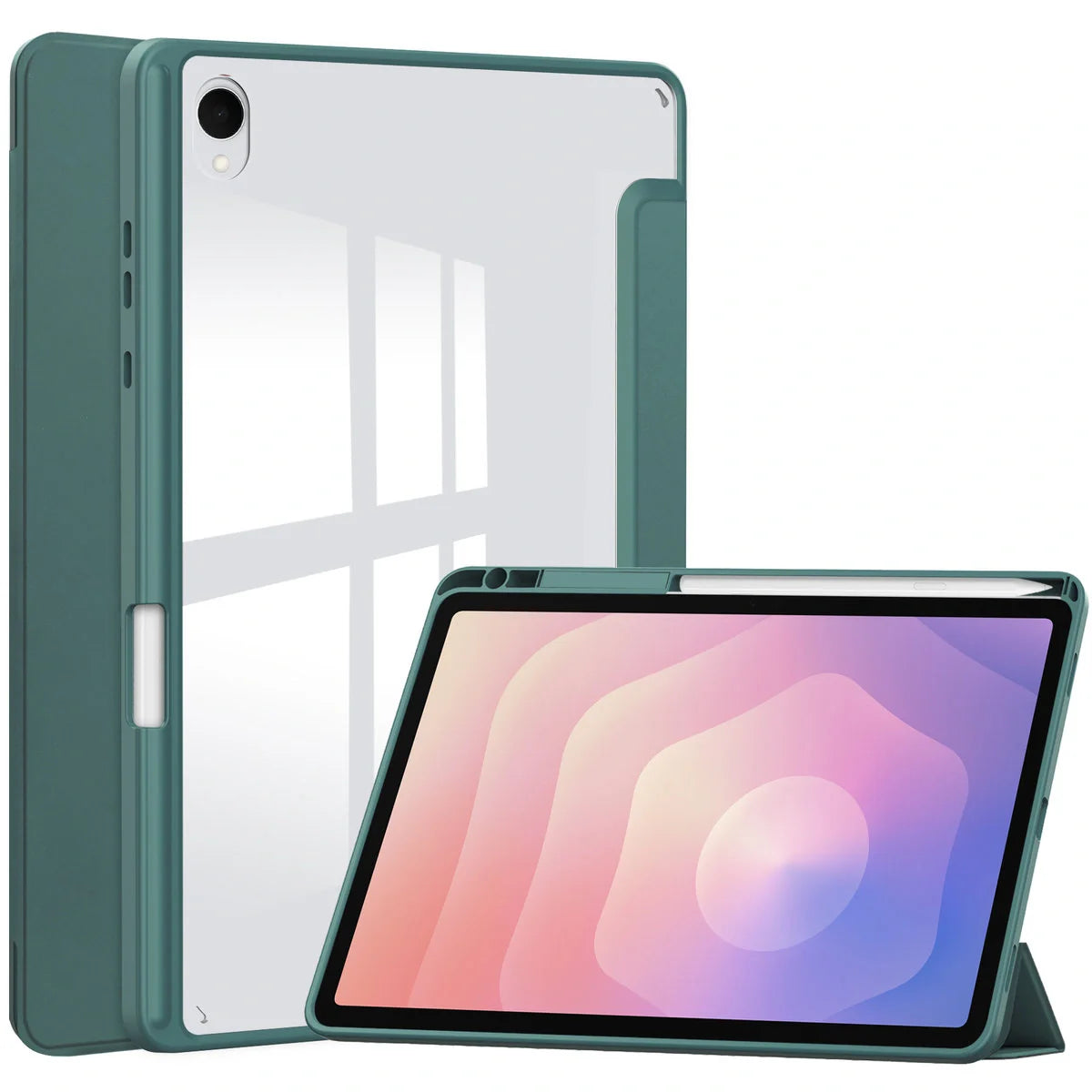 Schutzhülle mit Klappe für Galaxy Tab S11, Bizon Case Tab Clear Matt, Dunkelgrün