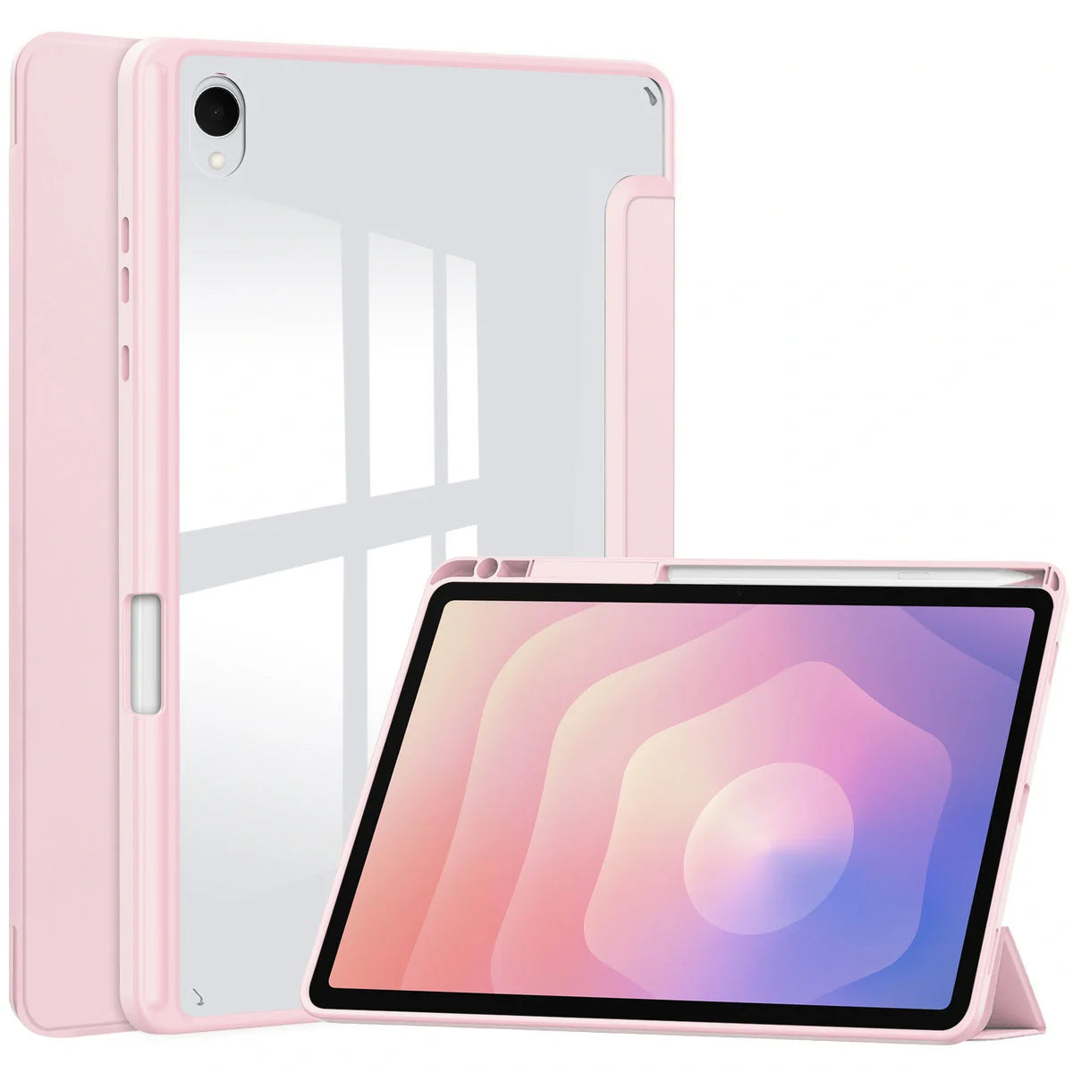 Schutzhülle mit Klappe für Galaxy Tab S11, Bizon Case Tab Clear Matt, Rosa