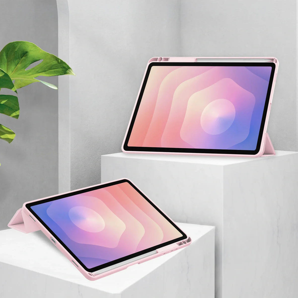 Schutzhülle mit Klappe für Galaxy Tab S11, Bizon Case Tab Clear Matt, Rosa