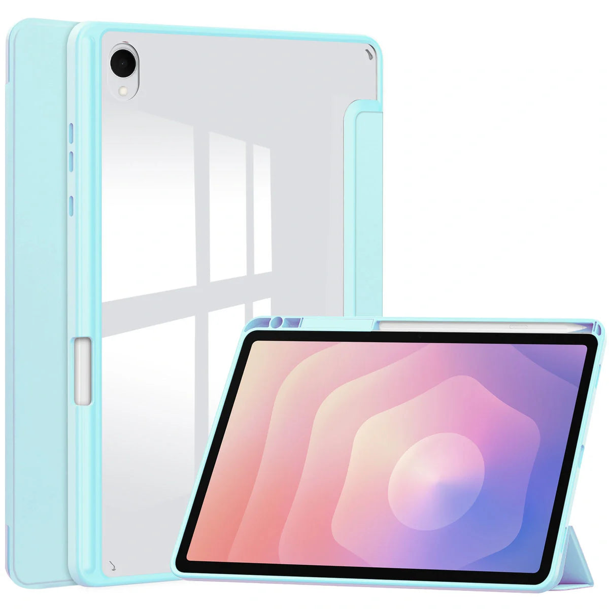 Schutzhülle mit Klappe für Galaxy Tab S11, Bizon Case Tab Clear Matt, Hellblau