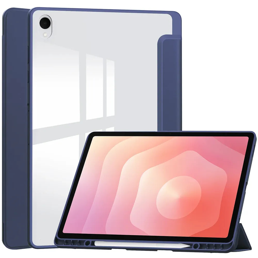 Schutzhülle mit Klappe für Galaxy Tab S12 Plus, Bizon Case Tab Clear Matt, Dunkelblau (1/8)