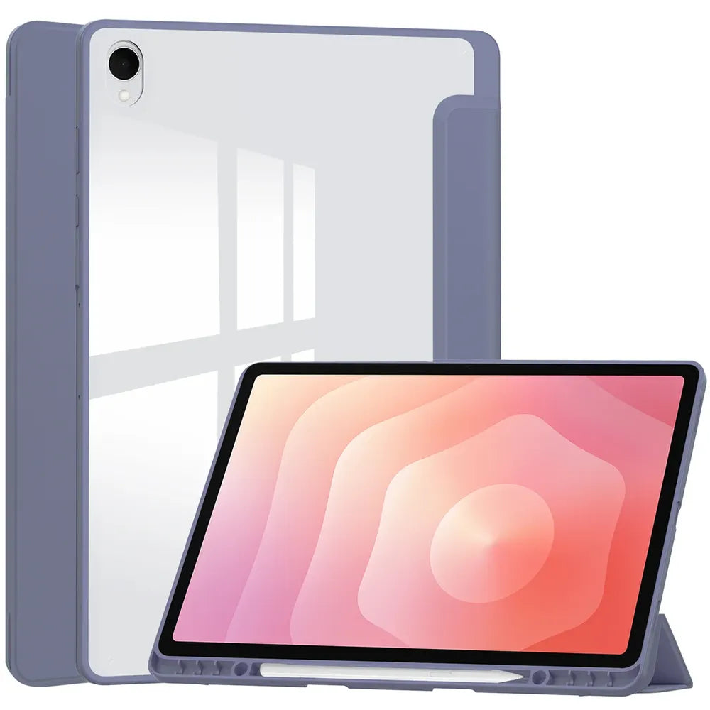 Schutzhülle mit Klappe für Galaxy Tab S12 Plus, Bizon Case Tab Clear Matt, Lavendel (1/8)