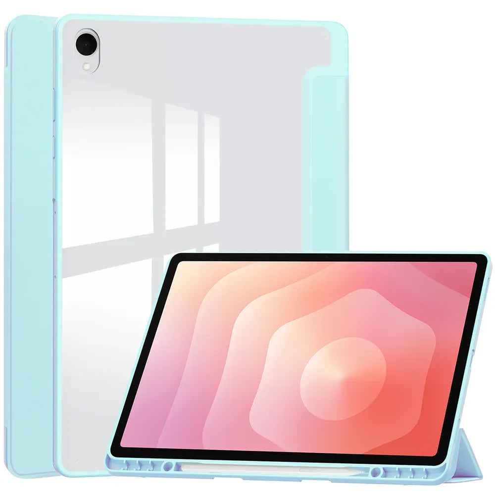 Schutzhülle mit Klappe für Galaxy Tab S12 Plus, Bizon Case Tab Clear Matt, Helllau (1/8)