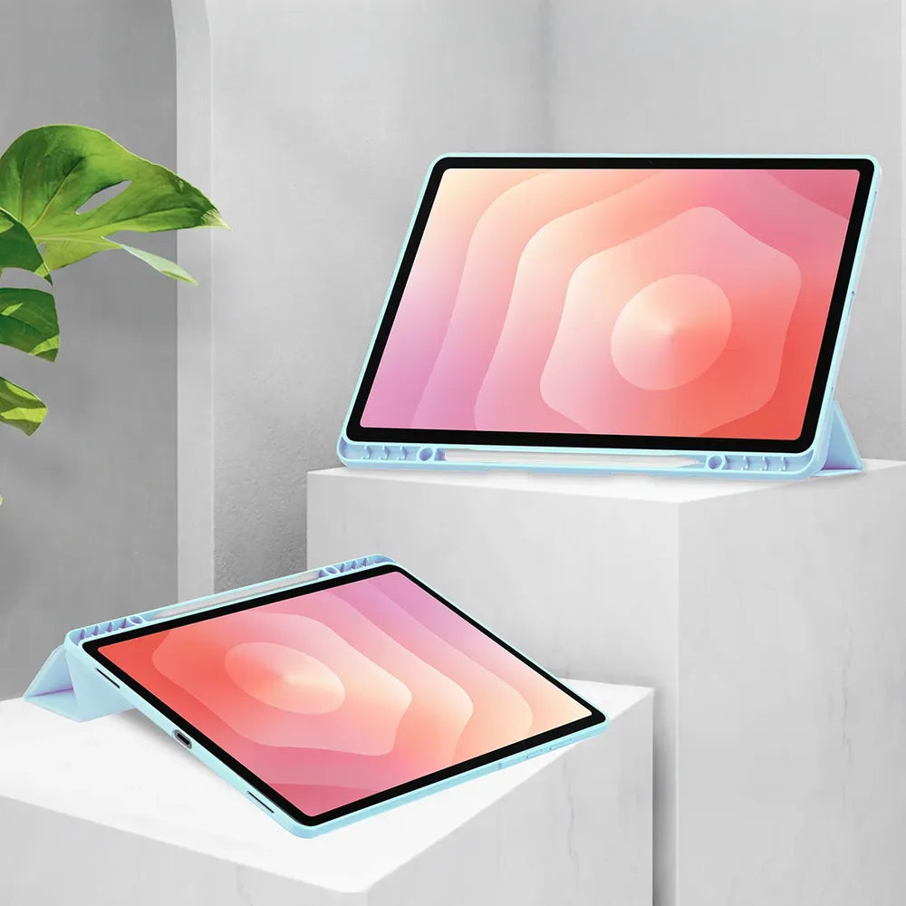 Schutzhülle mit Klappe für Galaxy Tab S12 Plus, Bizon Case Tab Clear Matt, Helllau (2/8)