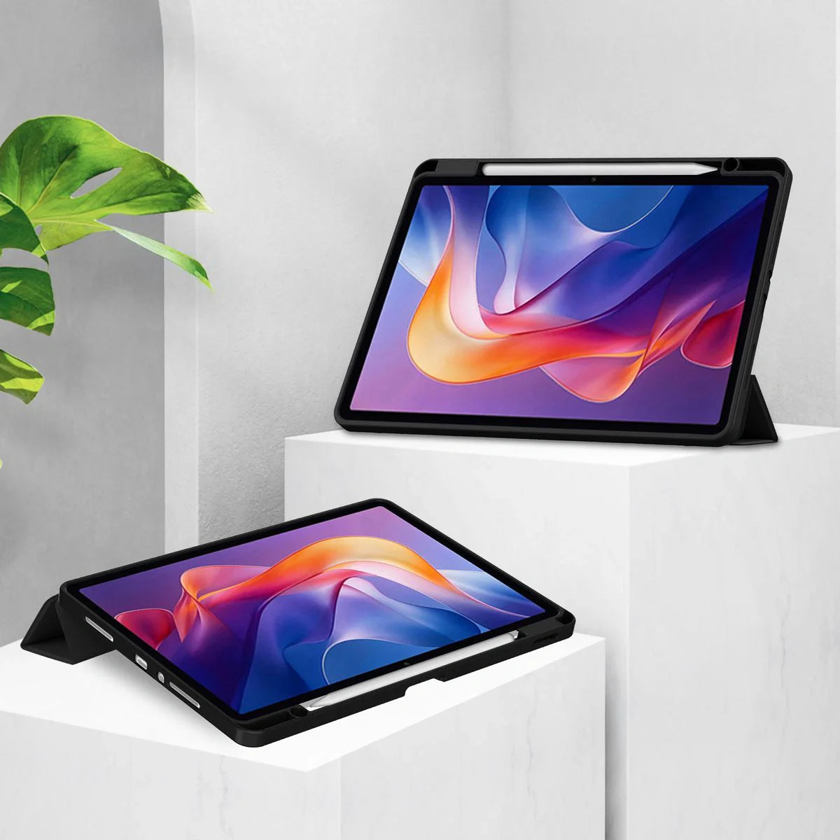 Schutzhülle mit Klappe für Xiaomi Redmi Pad 2, Bizon Case Tab Clear Matt, Schwarz