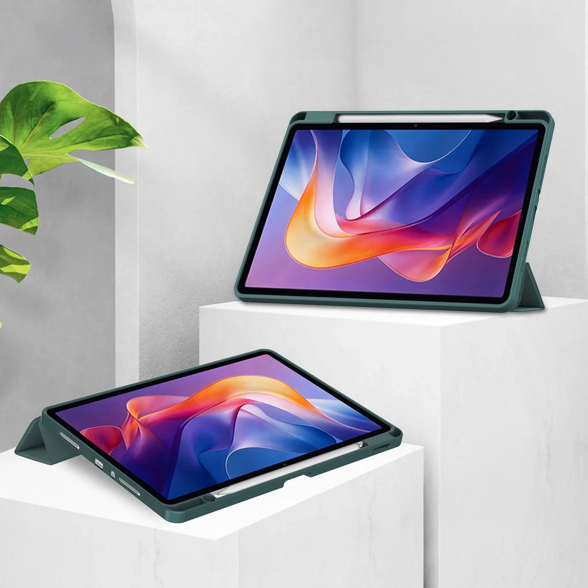 Schutzhülle mit Klappe für Xiaomi Redmi Pad 2, Bizon Case Tab Clear Matt, Dunkelgrün