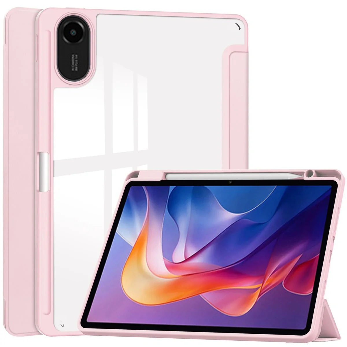 Schutzhülle mit Klappe für Xiaomi Redmi Pad 2, Bizon Case Tab Clear Matt, Rosa