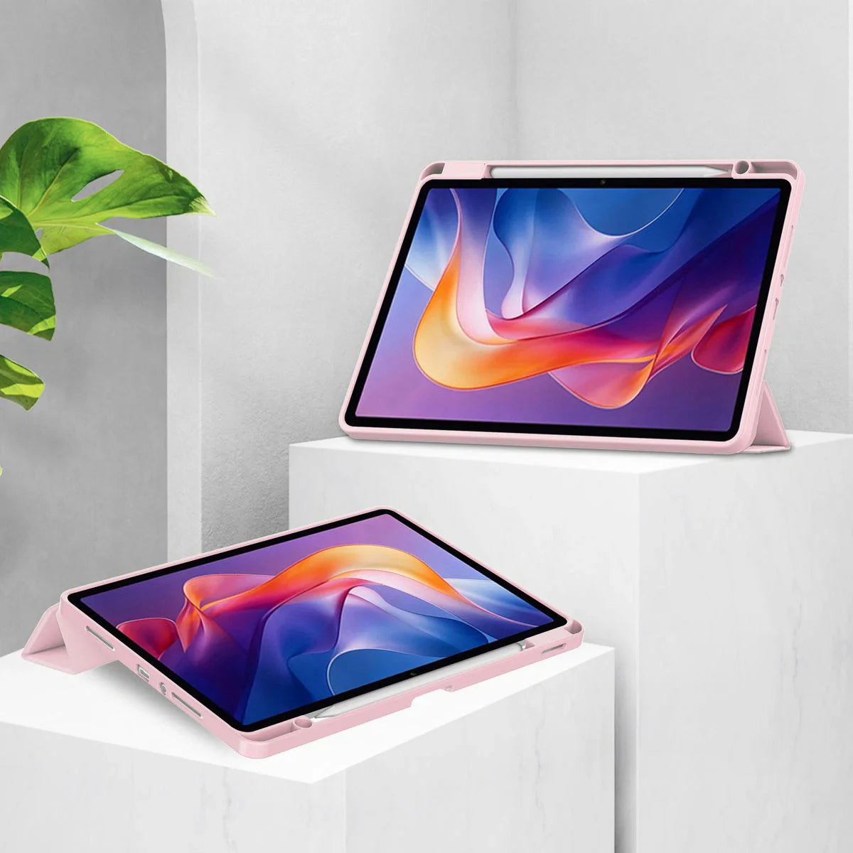 Schutzhülle mit Klappe für Xiaomi Redmi Pad 2, Bizon Case Tab Clear Matt, Rosa
