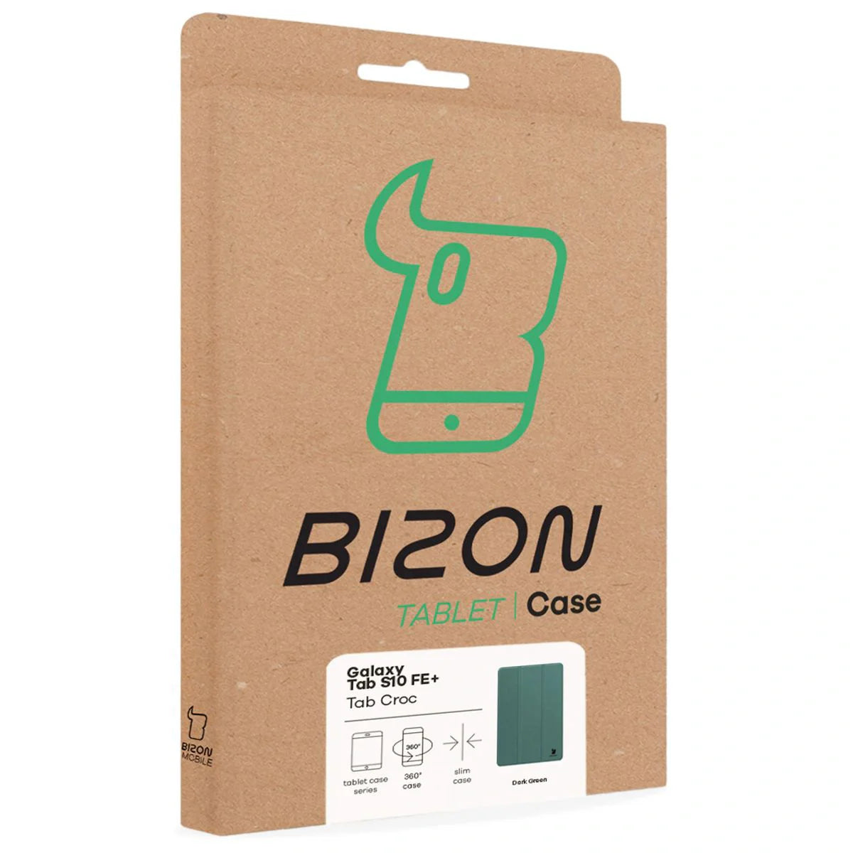 Schutzhülle für Galaxy Tab S10 FE Plus, Bizon Case Tab Croc, Dunkelgrün