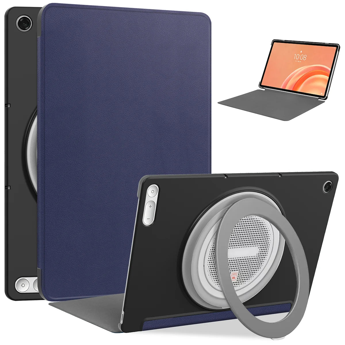 Schutzhülle mit Klappe für Lenovo Tab Plus Gen. 2, Bizon Case Tab Croc, Dunkelblau (1/8)