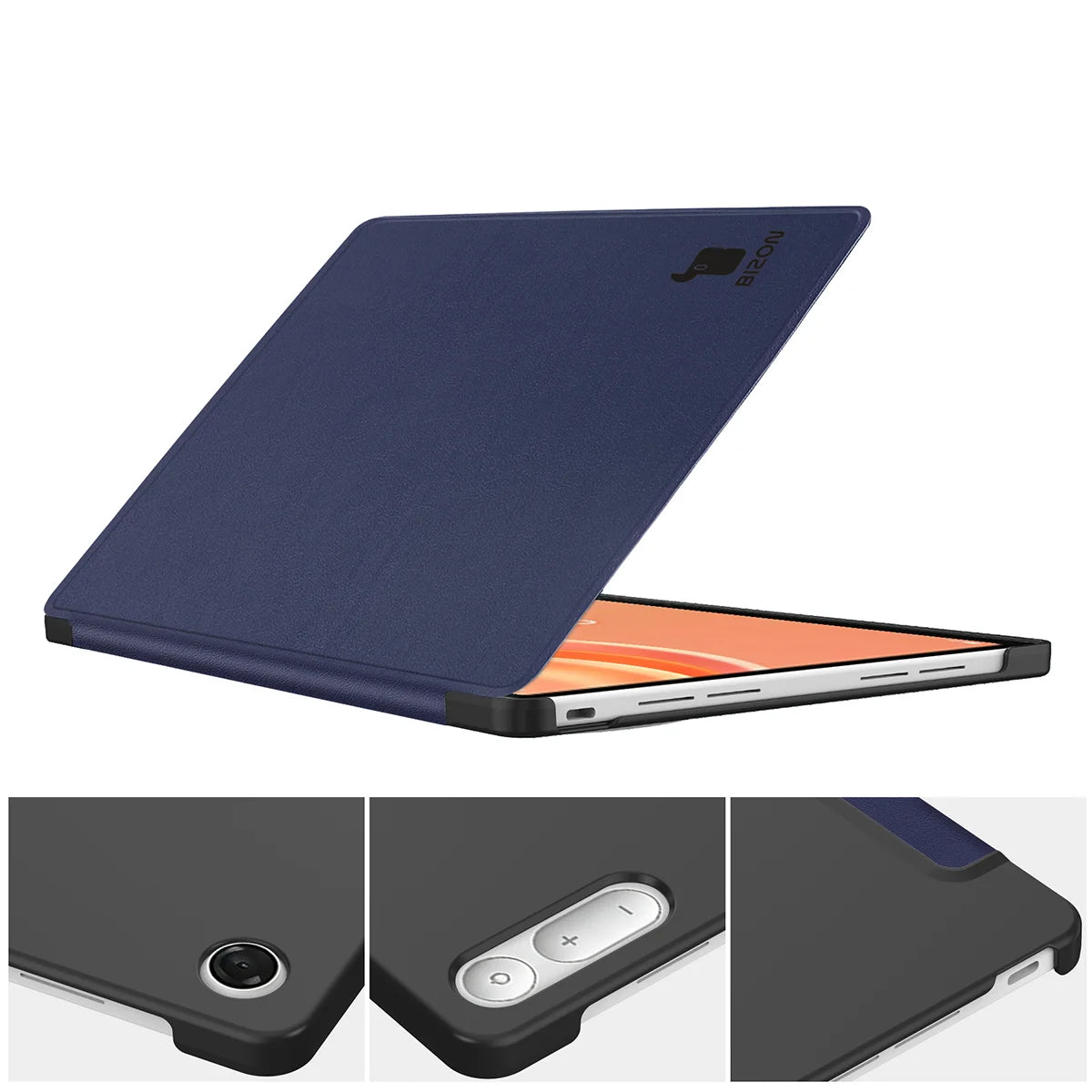 Schutzhülle mit Klappe für Lenovo Tab Plus Gen. 2, Bizon Case Tab Croc, Dunkelblau (2/8)