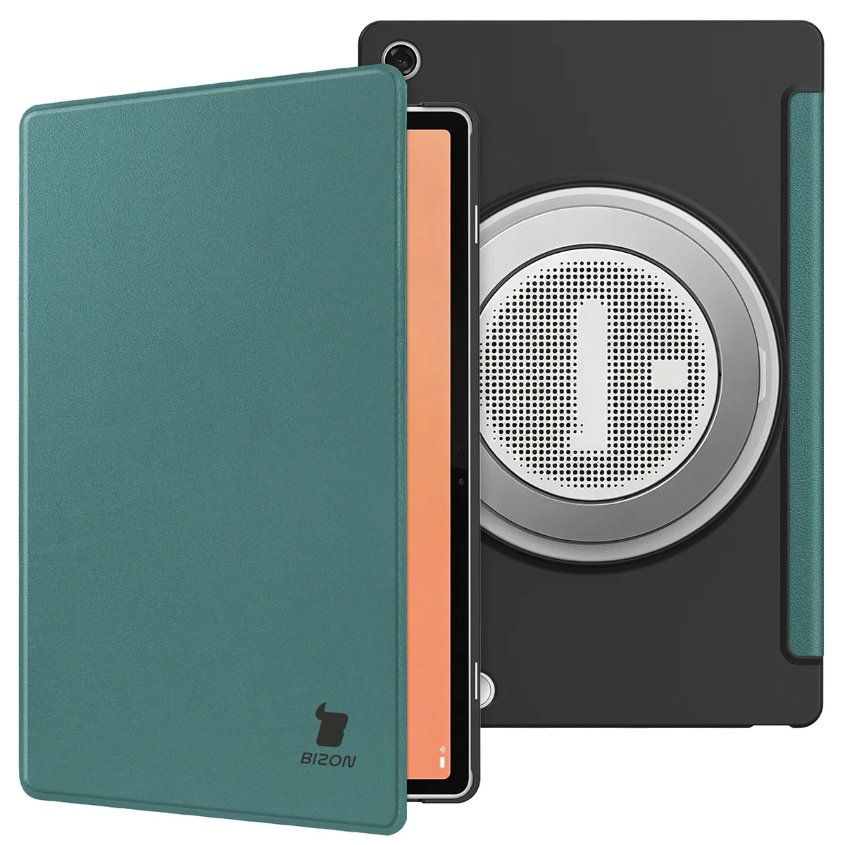 Schutzhülle mit Klappe für Lenovo Tab Plus Gen. 2, Bizon Case Tab Croc, Dunkelgrün (4/8)