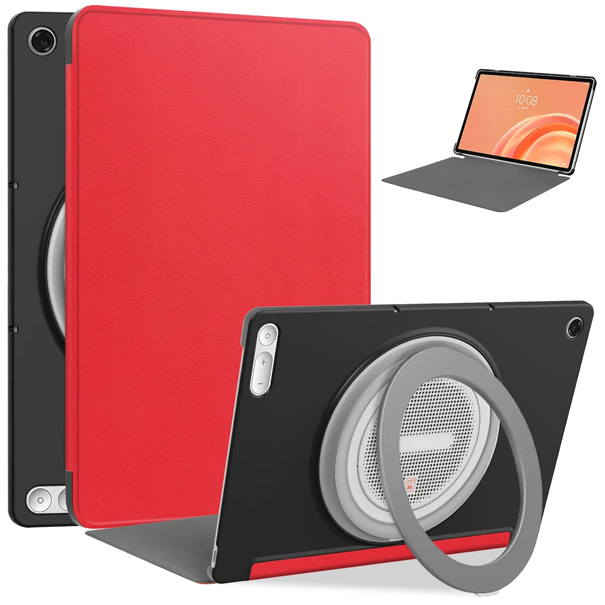 Schutzhülle mit Klappe für Lenovo Tab Plus Gen. 2, Bizon Case Tab Croc, Rot (1/8)