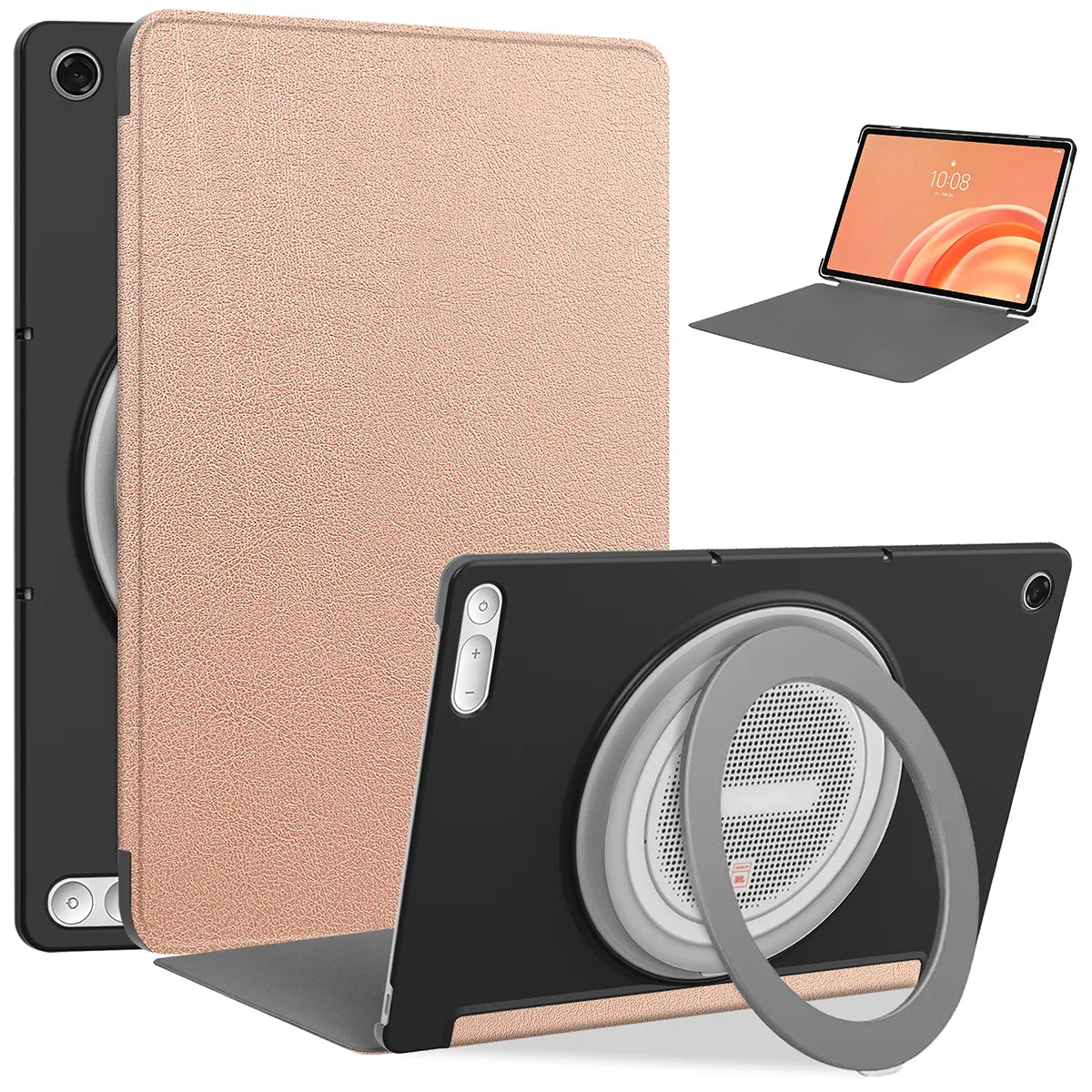 Schutzhülle mit Klappe für Lenovo Tab Plus Gen. 2, Bizon Case Tab Croc, Rosegold (1/8)