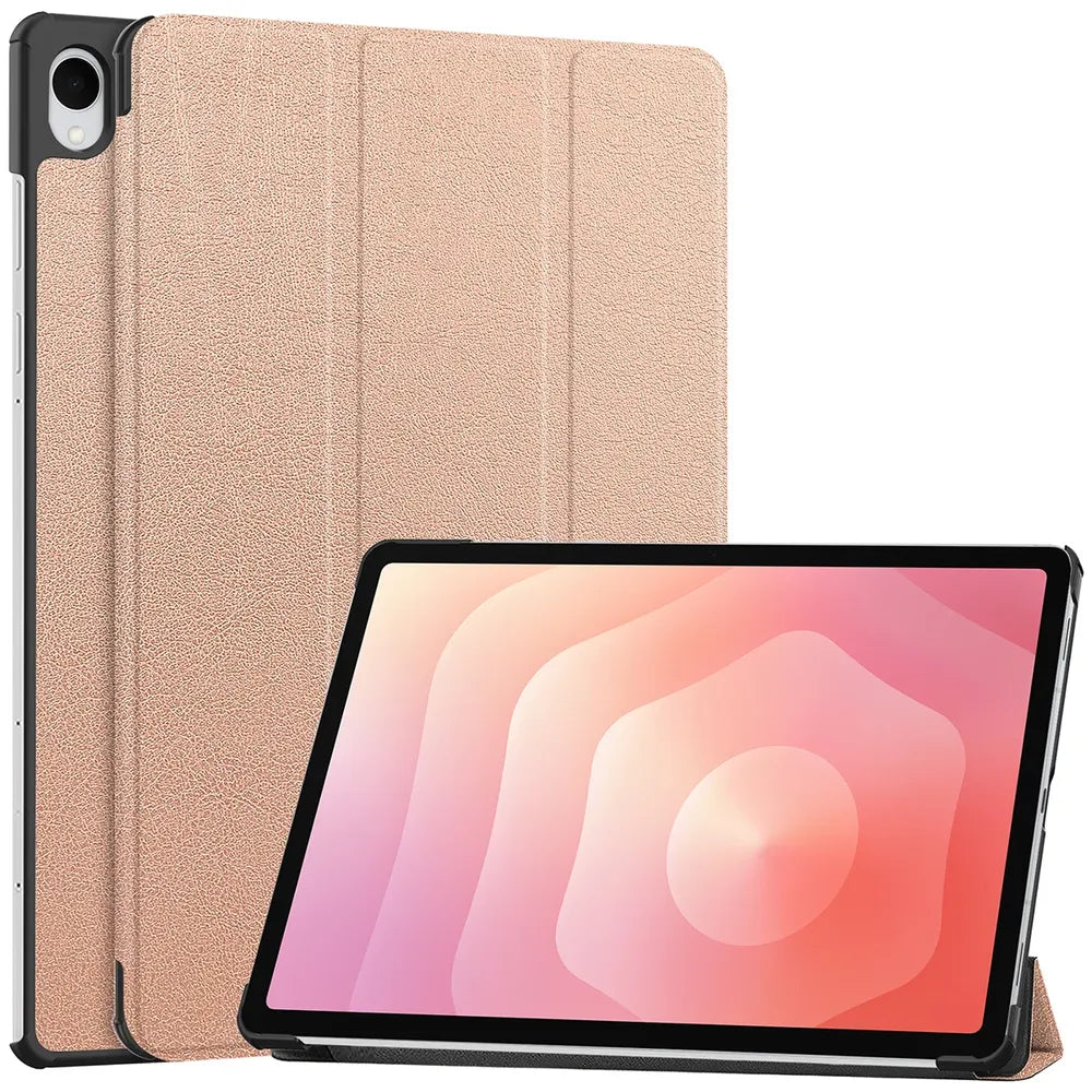Handyhülle mit Klappe für Galaxy Tab S12 Plus, Bizon Case Tab Croc, Rosegold (1/8)