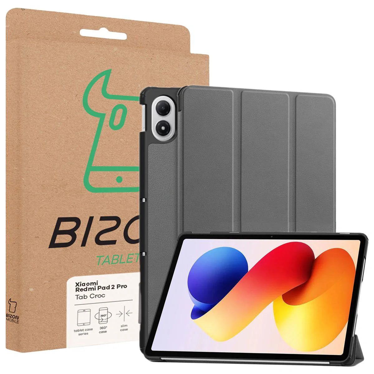 Schutzhülle für Xiaomi POCO Pad M1 / Redmi Pad 2 Pro, Bizon Case Tab Croc, Grau