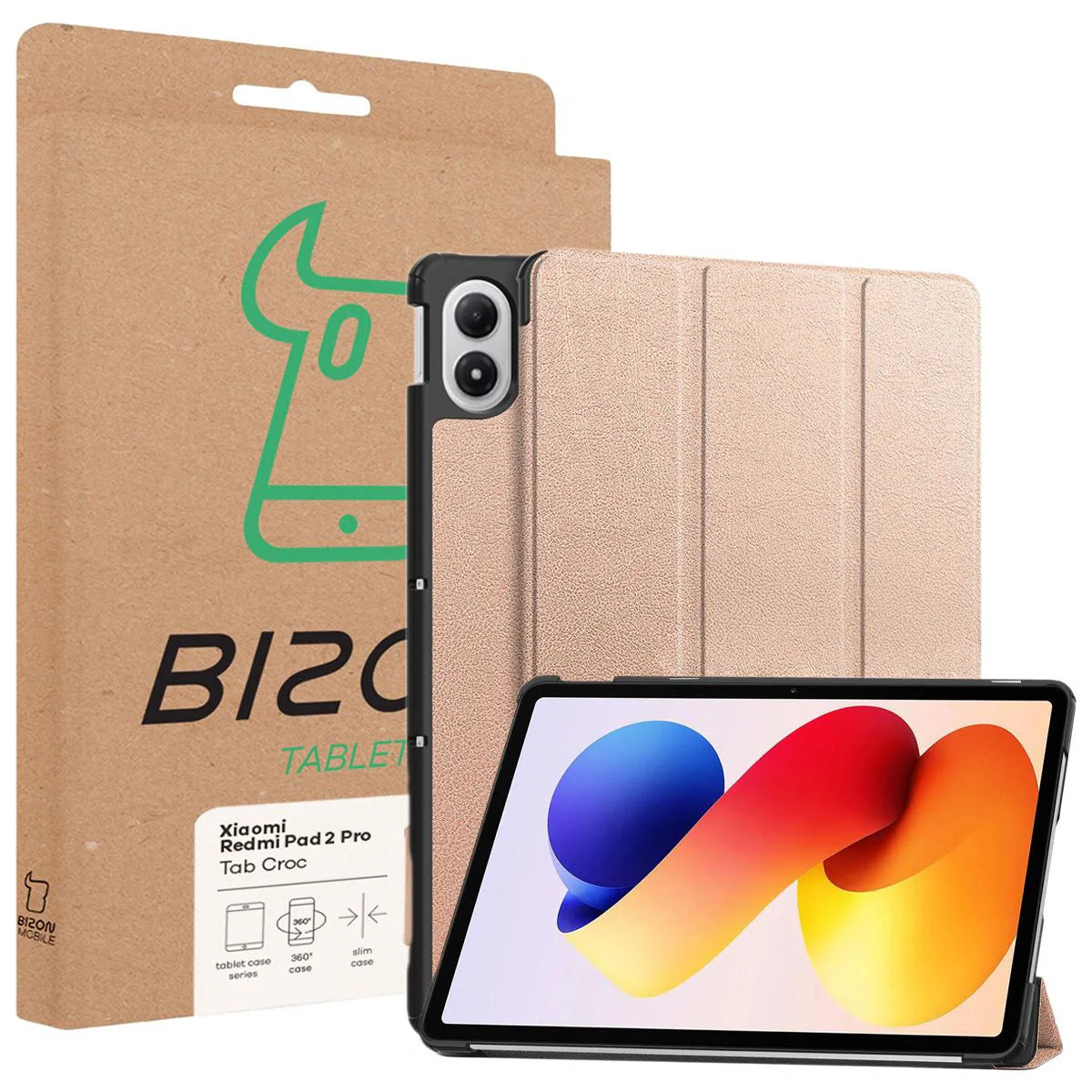 Schutzhülle für Xiaomi POCO Pad M1 / Redmi Pad 2 Pro, Bizon Case Tab Croc, Rosegold