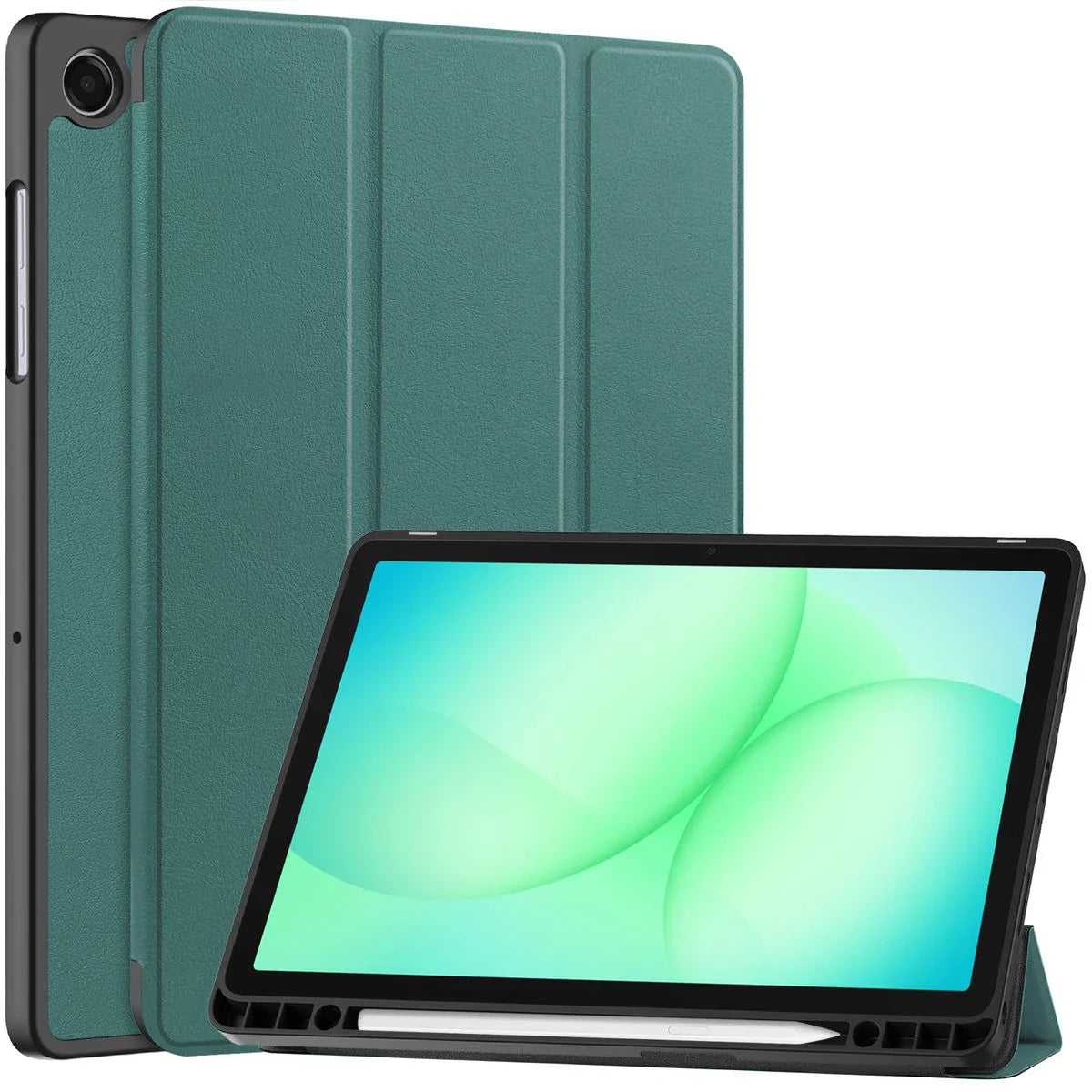 Schutzhülle mit Klappe für Galaxy Tab A11 Plus / A9 Plus, Bizon Case Tab Lizard, Dunkelgrün