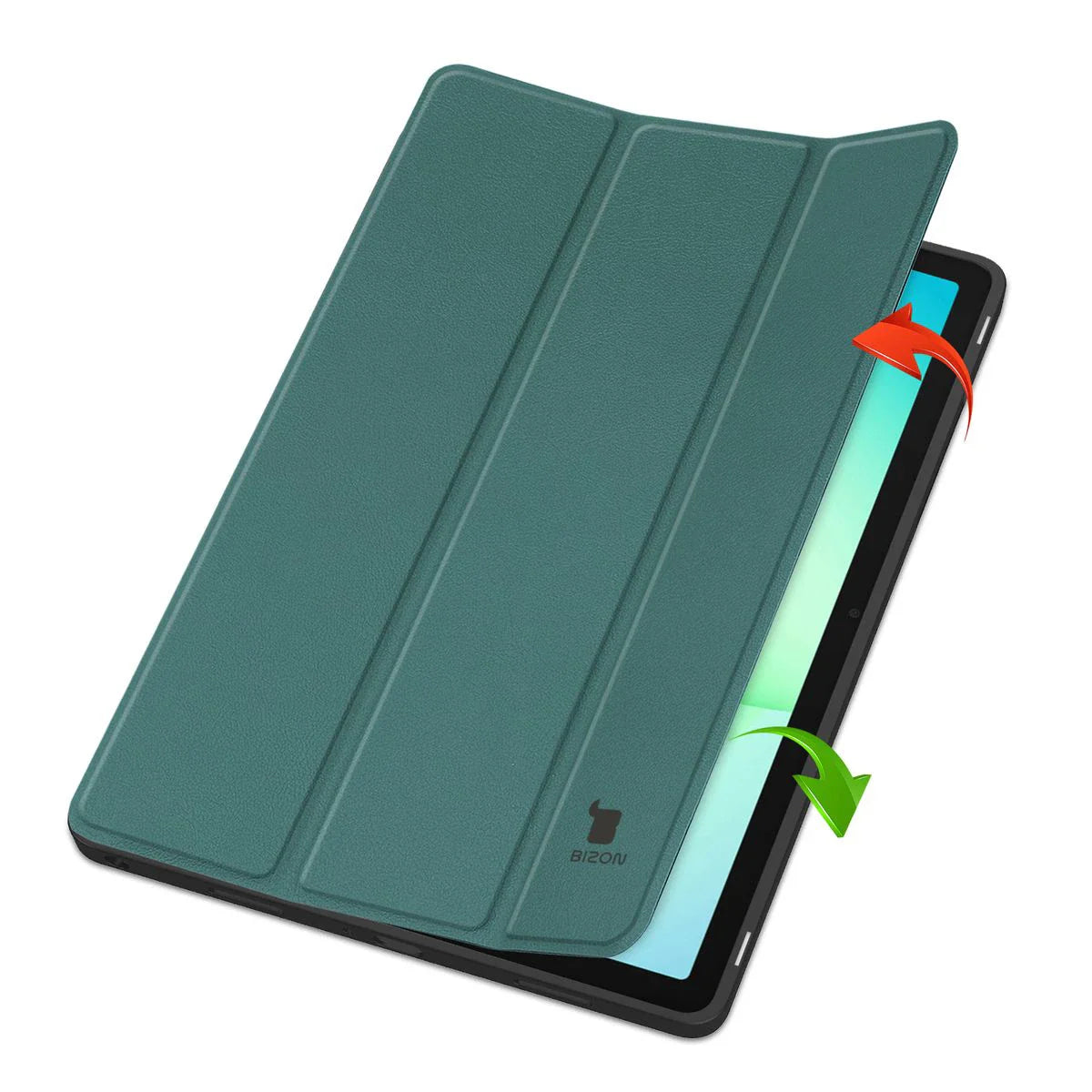 Schutzhülle mit Klappe für Galaxy Tab A11 Plus / A9 Plus, Bizon Case Tab Lizard, Dunkelgrün