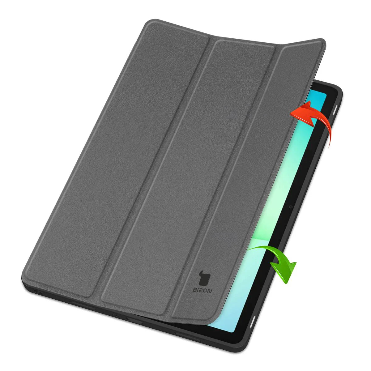 Schutzhülle mit Klappe für Galaxy Tab A11 Plus / A9 Plus, Bizon Case Tab Lizard, Grau