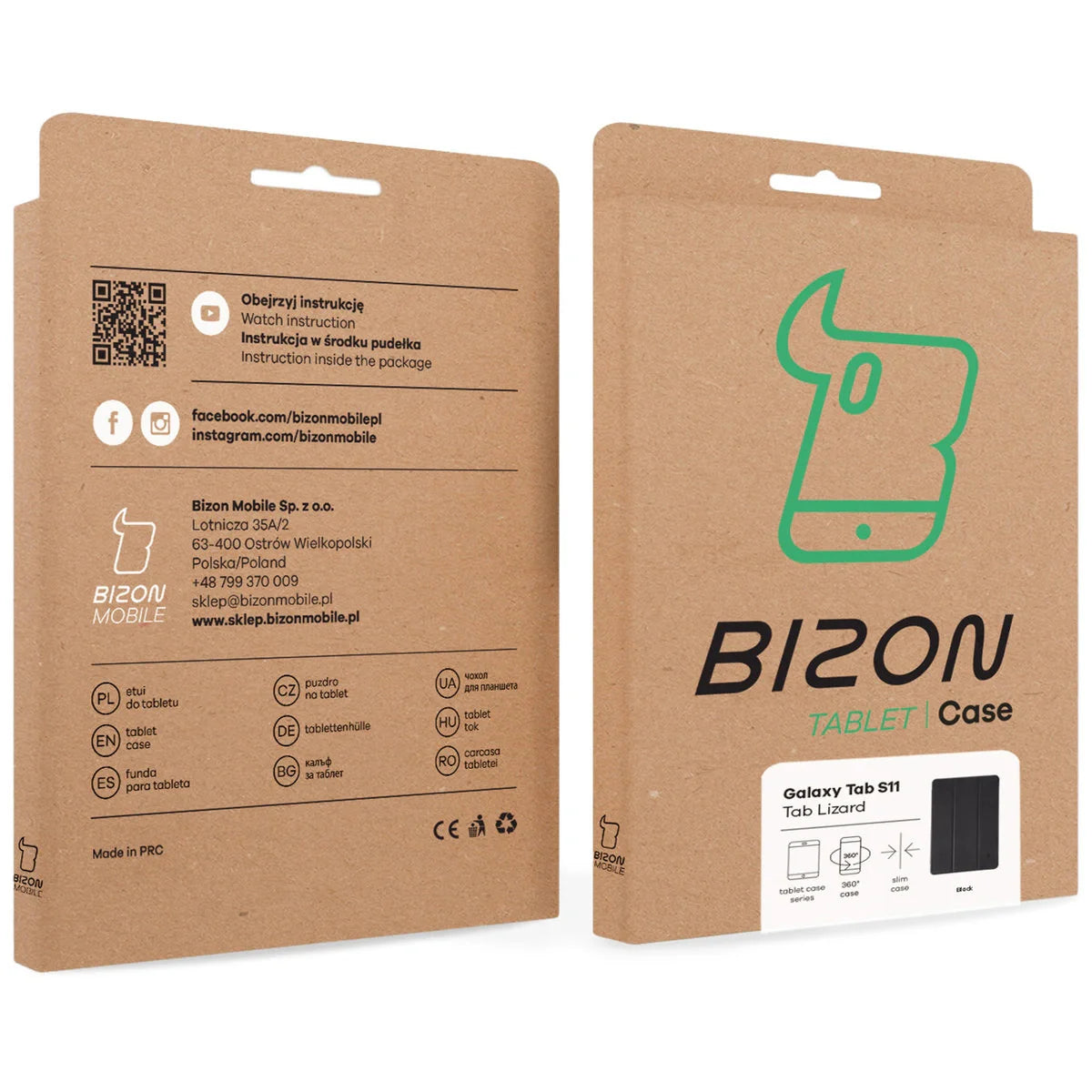 Schutzhülle mit Klappe für Galaxy Tab S11, Bizon Case Tab Lizard, Schwarz