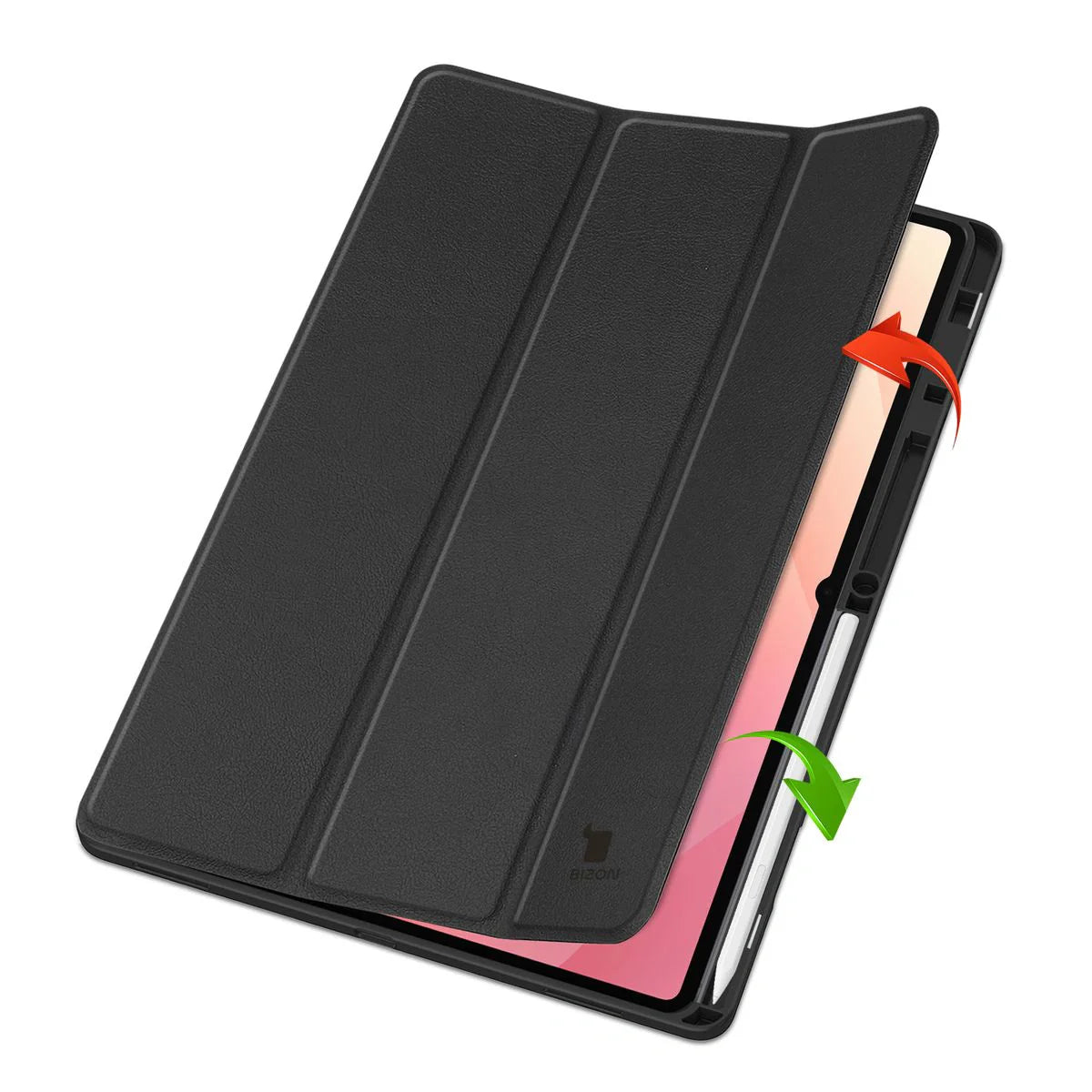 Schutzhülle mit Klappe für Galaxy Tab S11 Ultra, Bizon Case Tab Lizard, Schwarz
