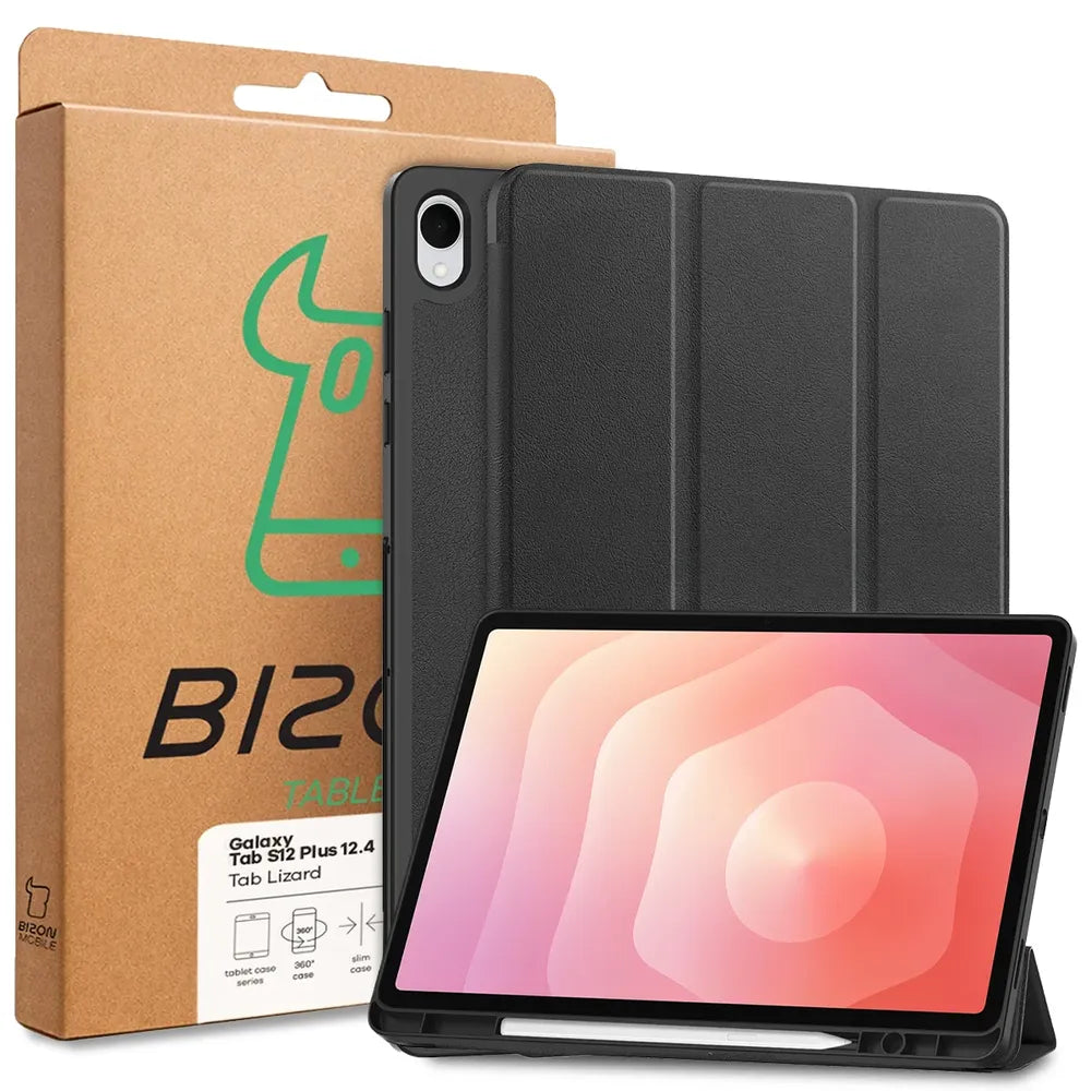 Schutzhülle mit Klappe für Galaxy Tab S12 Plus, Bizon Case Tab Croc, Schwarz (9/9)