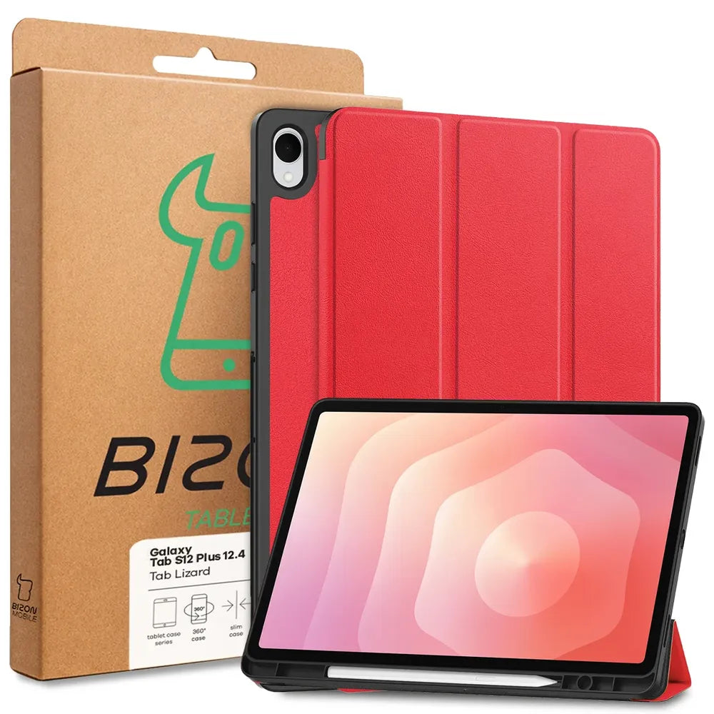 Schutzhülle mit Klappe für Galaxy Tab S12 Plus, Bizon Case Tab Croc, Rot (9/9)
