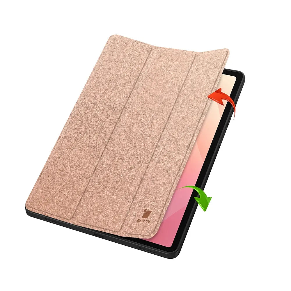 Schutzhülle mit Klappe für Galaxy Tab S12 Plus, Bizon Case Tab Croc, Rosegold (2/9)