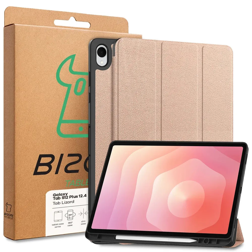 Schutzhülle mit Klappe für Galaxy Tab S12 Plus, Bizon Case Tab Croc, Rosegold (9/9)
