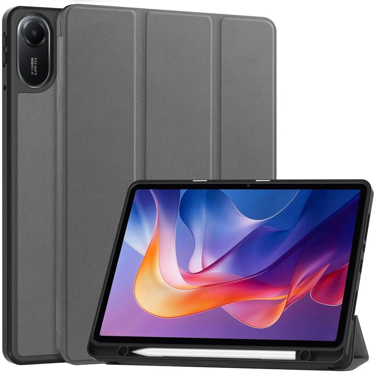 Schutzhülle mit Klappe für Xiaomi Redmi Pad 2, Bizon Case Tab Lizard, Grau