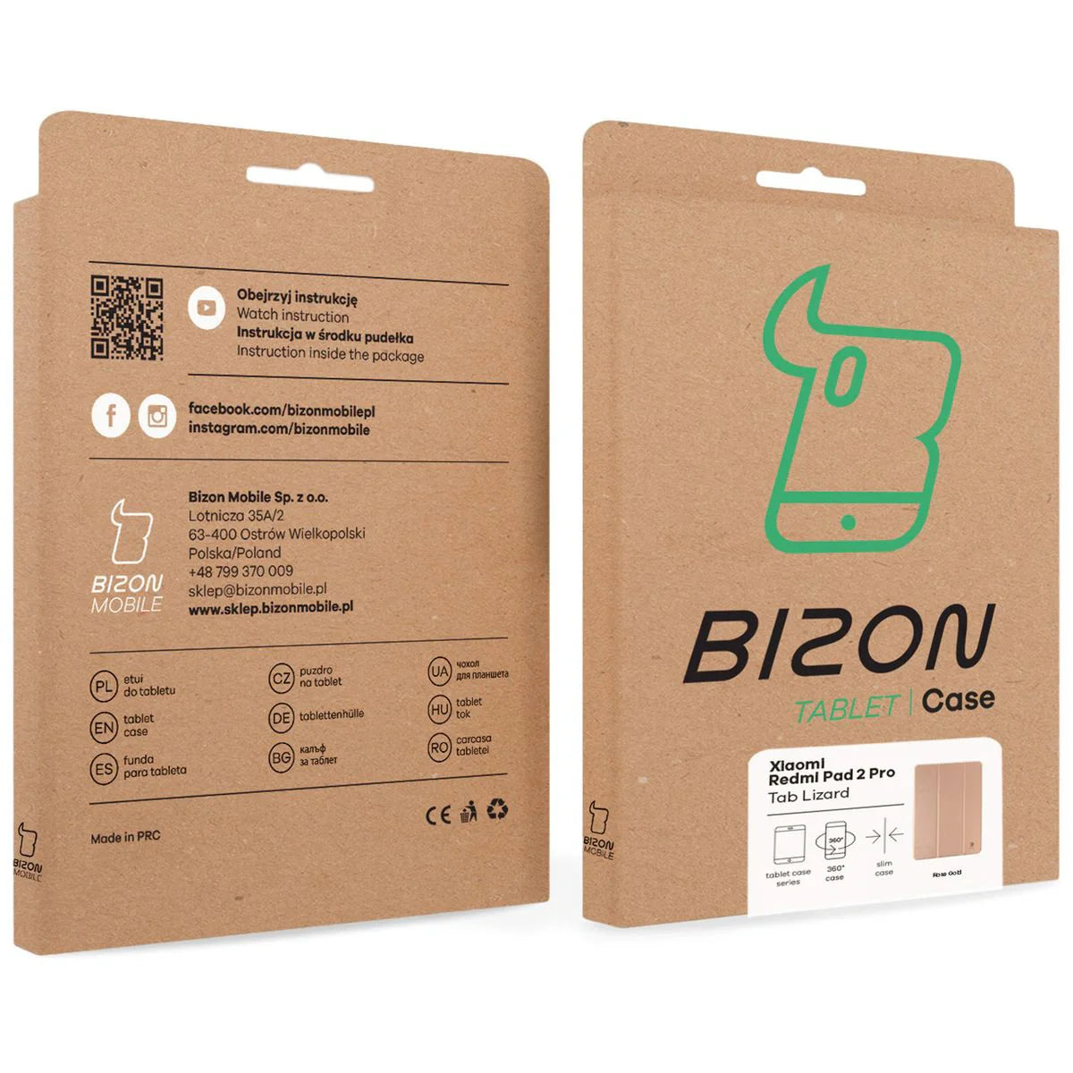 Schutzhülle mit Klappe für Xiaomi POCO Pad M1 / Redmi Pad 2 Pro, Bizon Case Tab Lizard, Rosegold
