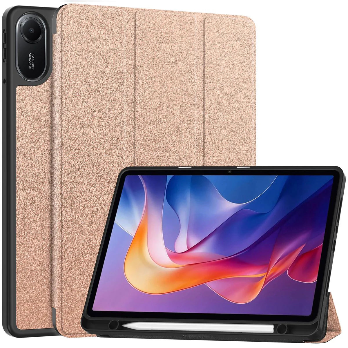 Schutzhülle mit Klappe für Xiaomi Redmi Pad 2, Bizon Case Tab Lizard, Rosegold