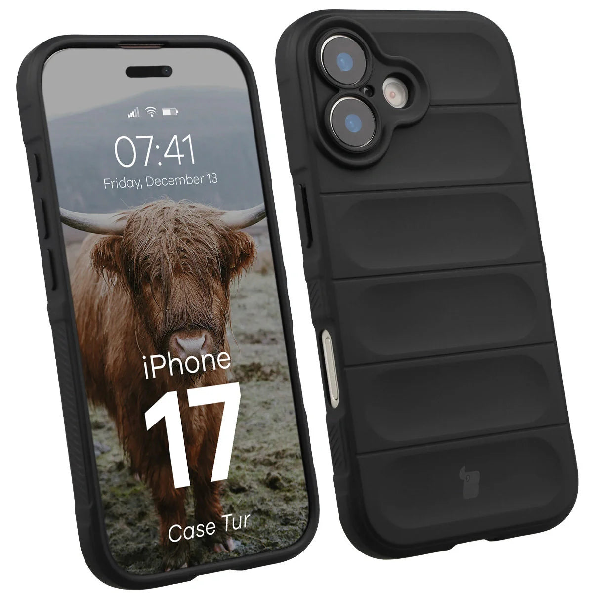 Robuste Handyhülle für iPhone 17, Bizon Case Tur, Schwarz
