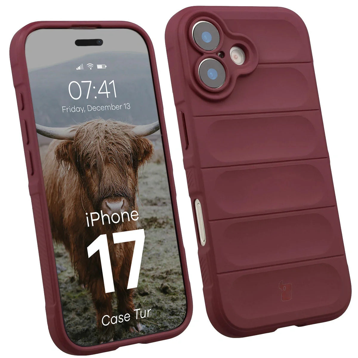 Robuste Handyhülle für iPhone 17, Bizon Case Tur, Burgunderrot
