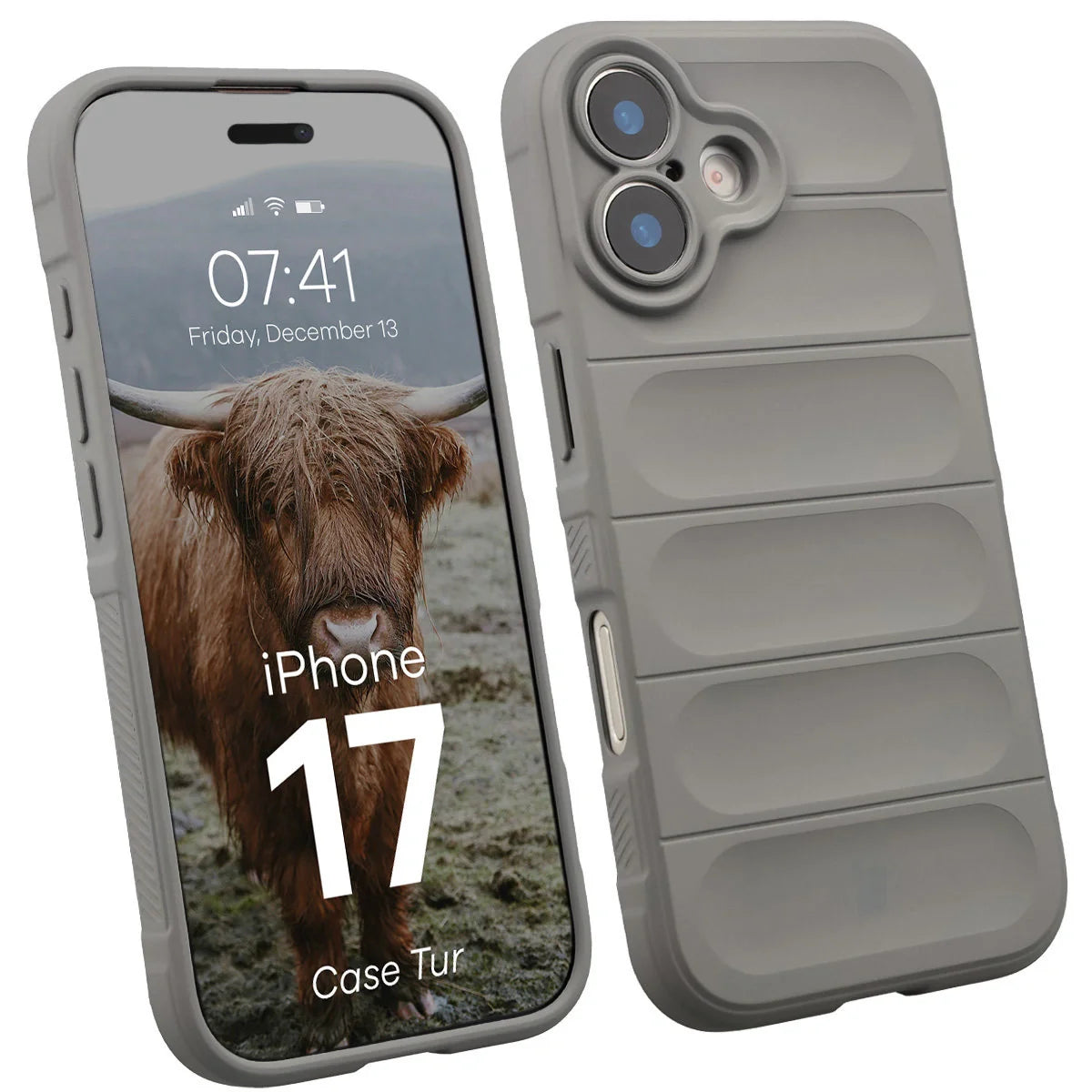 Robuste Handyhülle für iPhone 17, Bizon Case Tur, Hellgrau