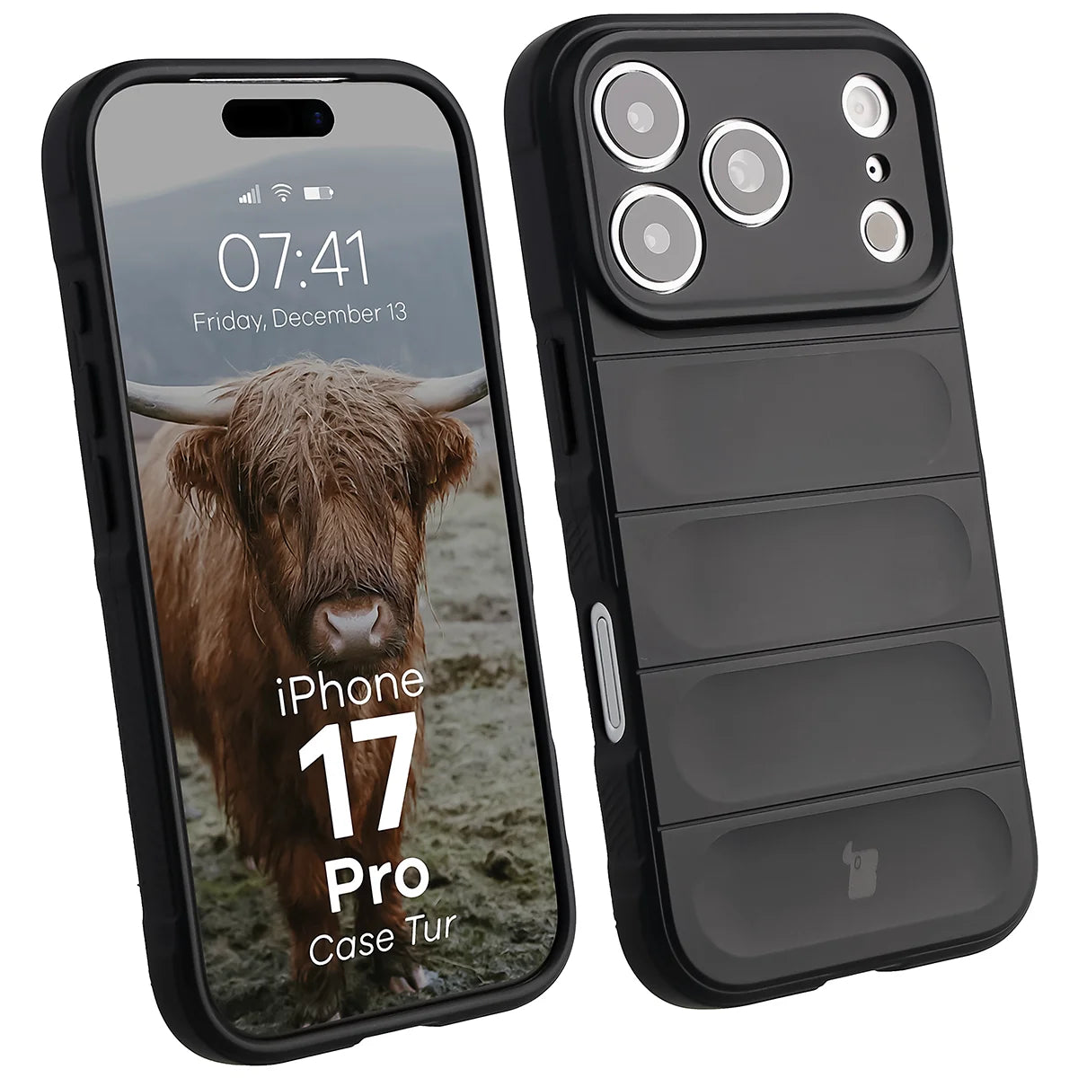 Robuste Handyhülle für iPhone 17 Pro, Bizon Case Tur, Schwarz