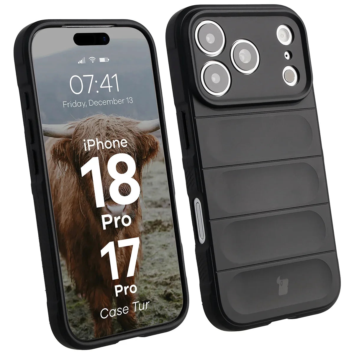 Robuste Handyhülle für iPhone 18 Pro / 17 Pro, Bizon Case Tur, Schwarz