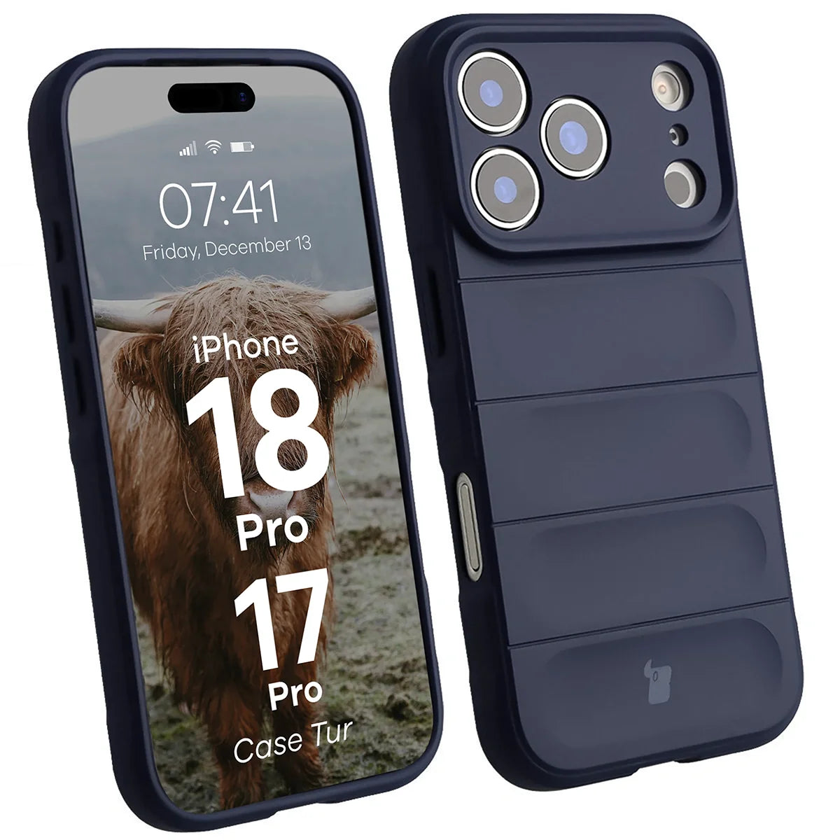 Robuste Handyhülle für iPhone 18 Pro / 17 Pro, Bizon Case Tur, Dunkelblau
